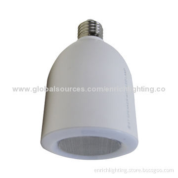 E27 9W Dimmable Audio/Bluetooth LED Lamp, Remote Control, 85-265V AC Input Voltage